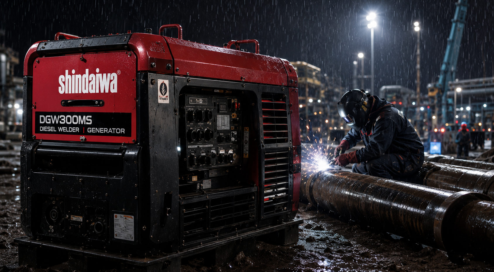 Shindaiwa welding work at night