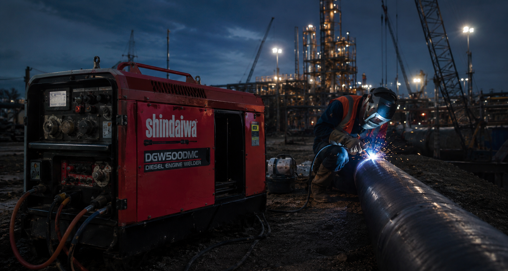 Shindaiwa welding generator at an industrial work site