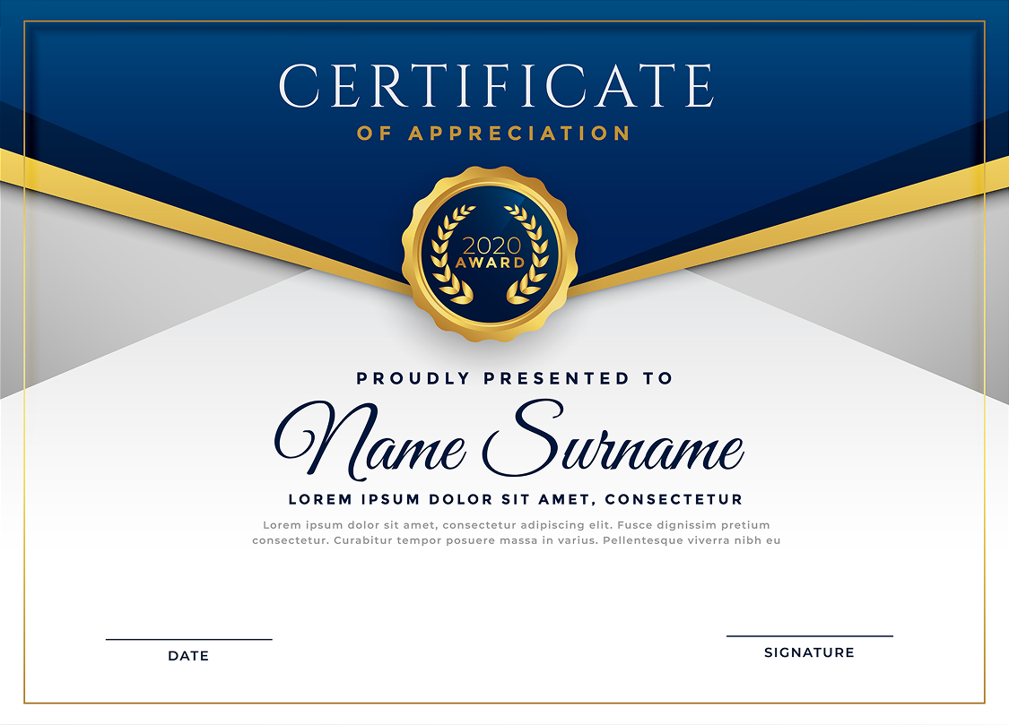Certificate template 2020